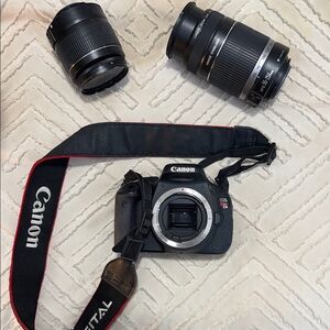 Canon EOS Rebel T3i Camera with 2 lenses and charger